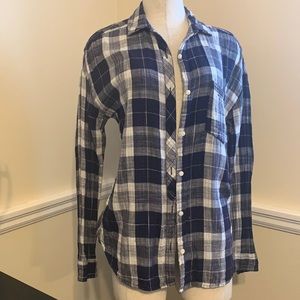 BP size small blue and white plaid shirt
